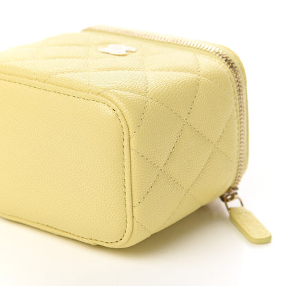 Chanel Caviar Quilted Mini Vanity Case With Chain Yellow 8 of 10