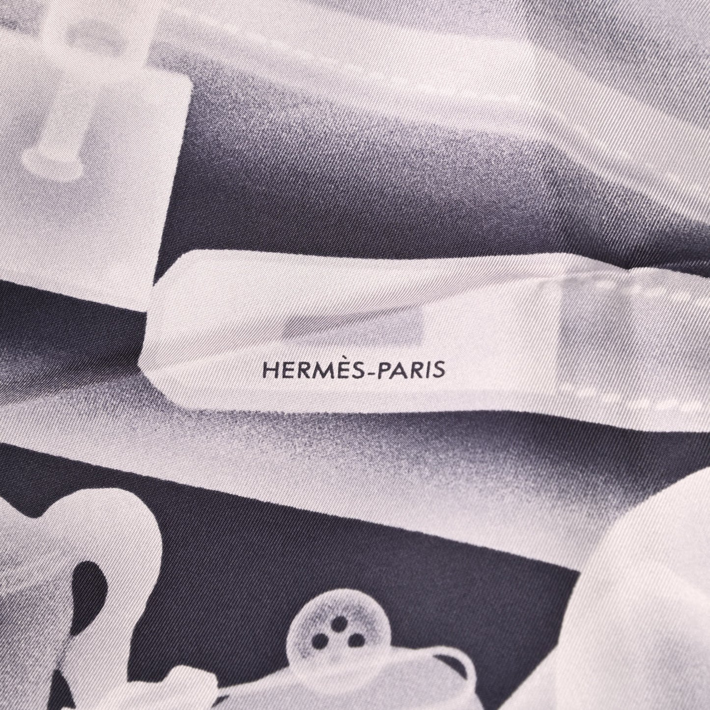 Silk Please Check In Scarf 90 Marine Black White