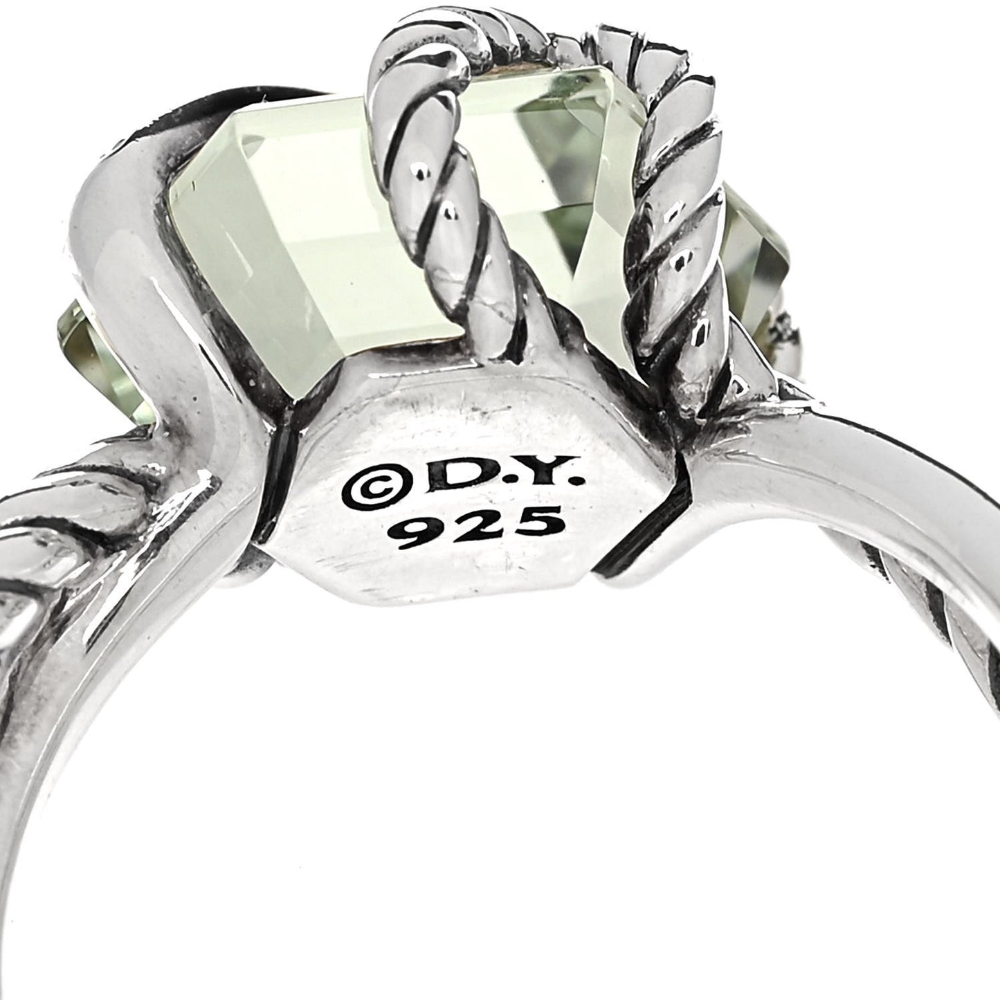 Sterling Silver Diamond Prasiolite 10mm Cable Wrap Ring 50 5.25