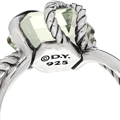 David Yurman Sterling Silver Diamond Prasiolite 10mm Cable Wrap Ring 50 5.25 5 of 5