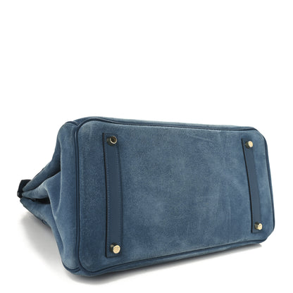 Hermes Veau Doblis Swift Grizzly Birkin 35 Bleu Thalassa 3 of 12