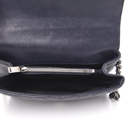 Saint Laurent Sheepskin Matelasse Chevron Monogram Medium College Bag Deep Marine 5 of 18