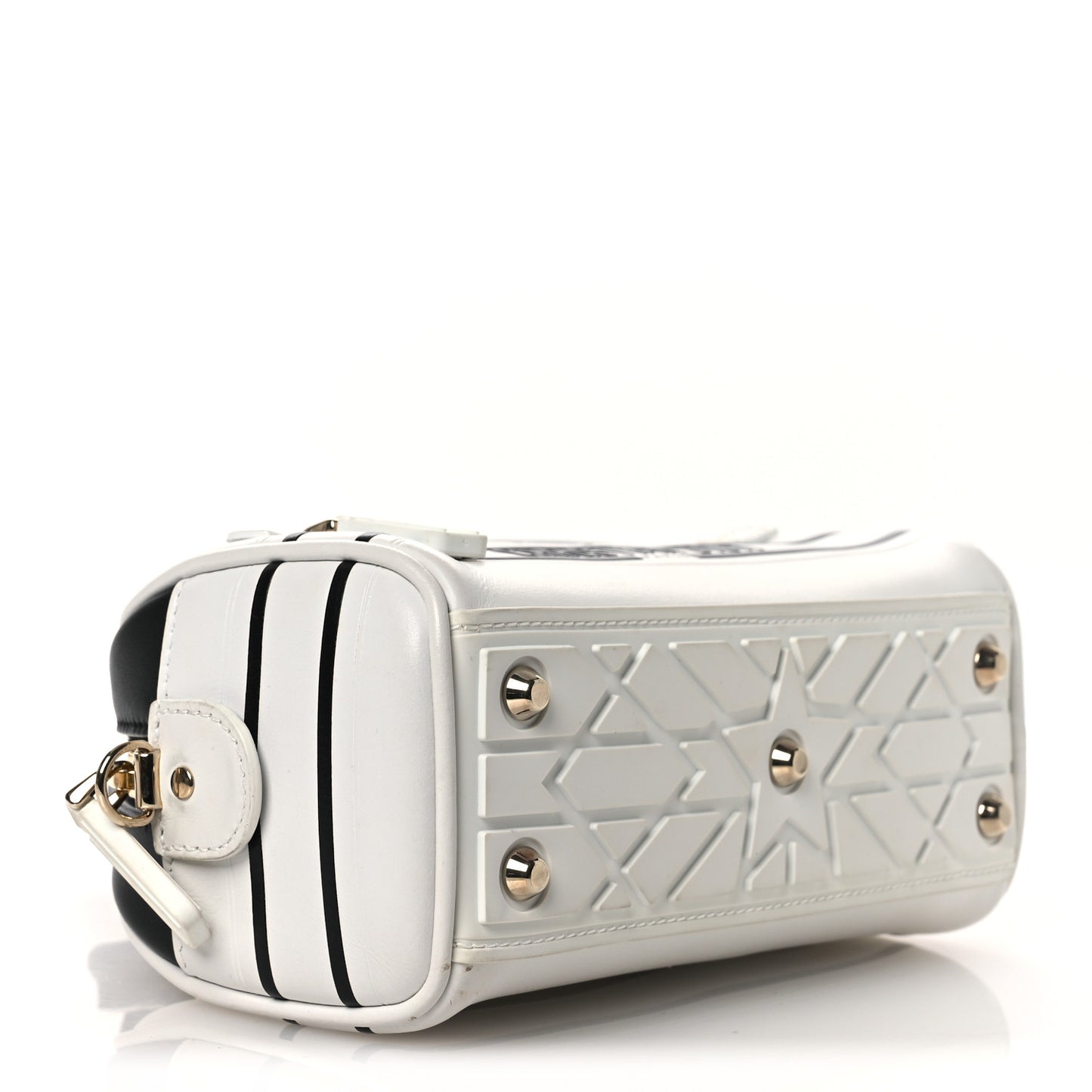 Calfskin Animal Print Micro Dior Vibe Zip Bowling Bag White Multicolor