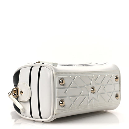Christian Dior Calfskin Animal Print Micro Dior Vibe Zip Bowling Bag White Multicolor 4 of 12