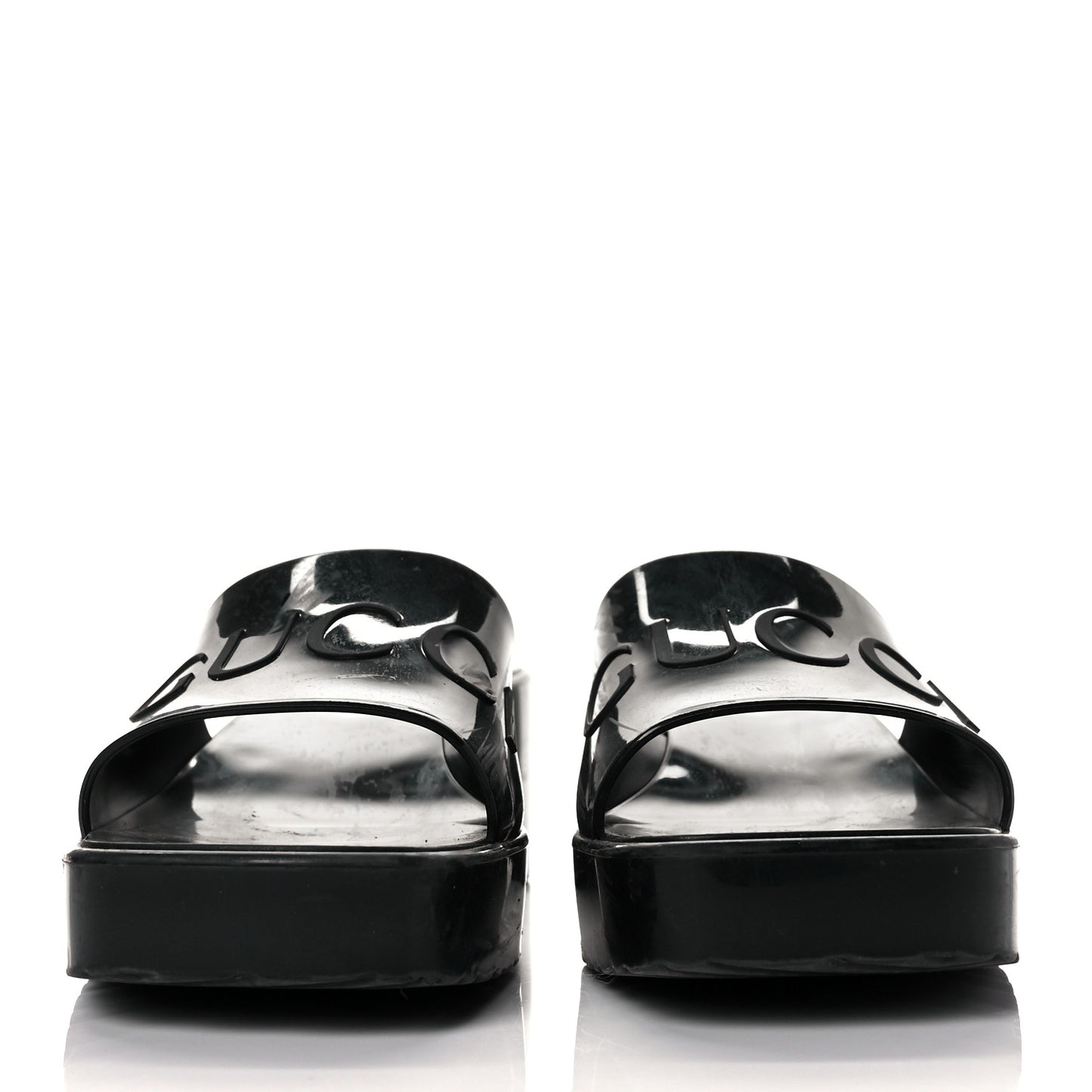 Rubber Gucci Logo Womens Platform 20/60mm Slide Sandals 36 Black
