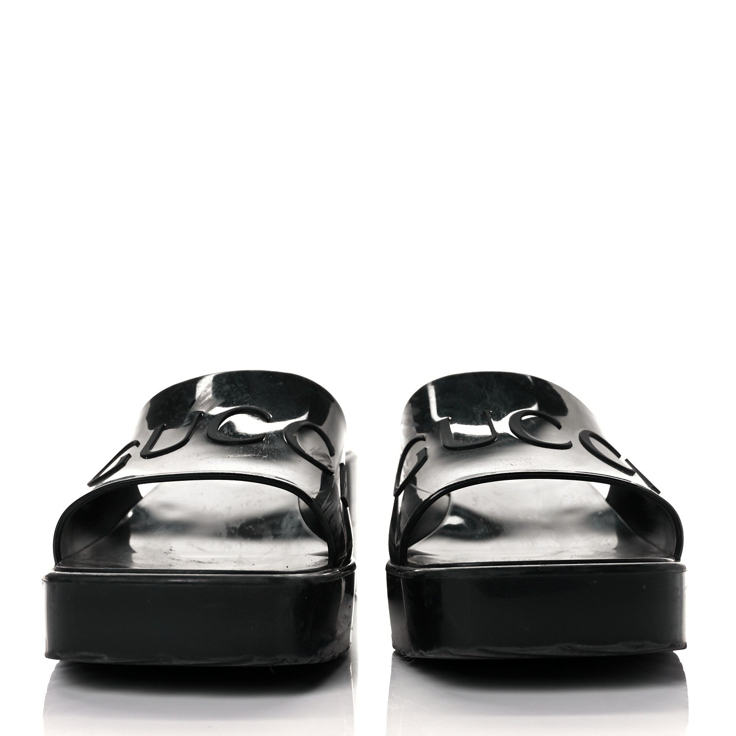Gucci Rubber Gucci Logo Womens Platform 20/60mm Slide Sandals 36 Black 4 of 24