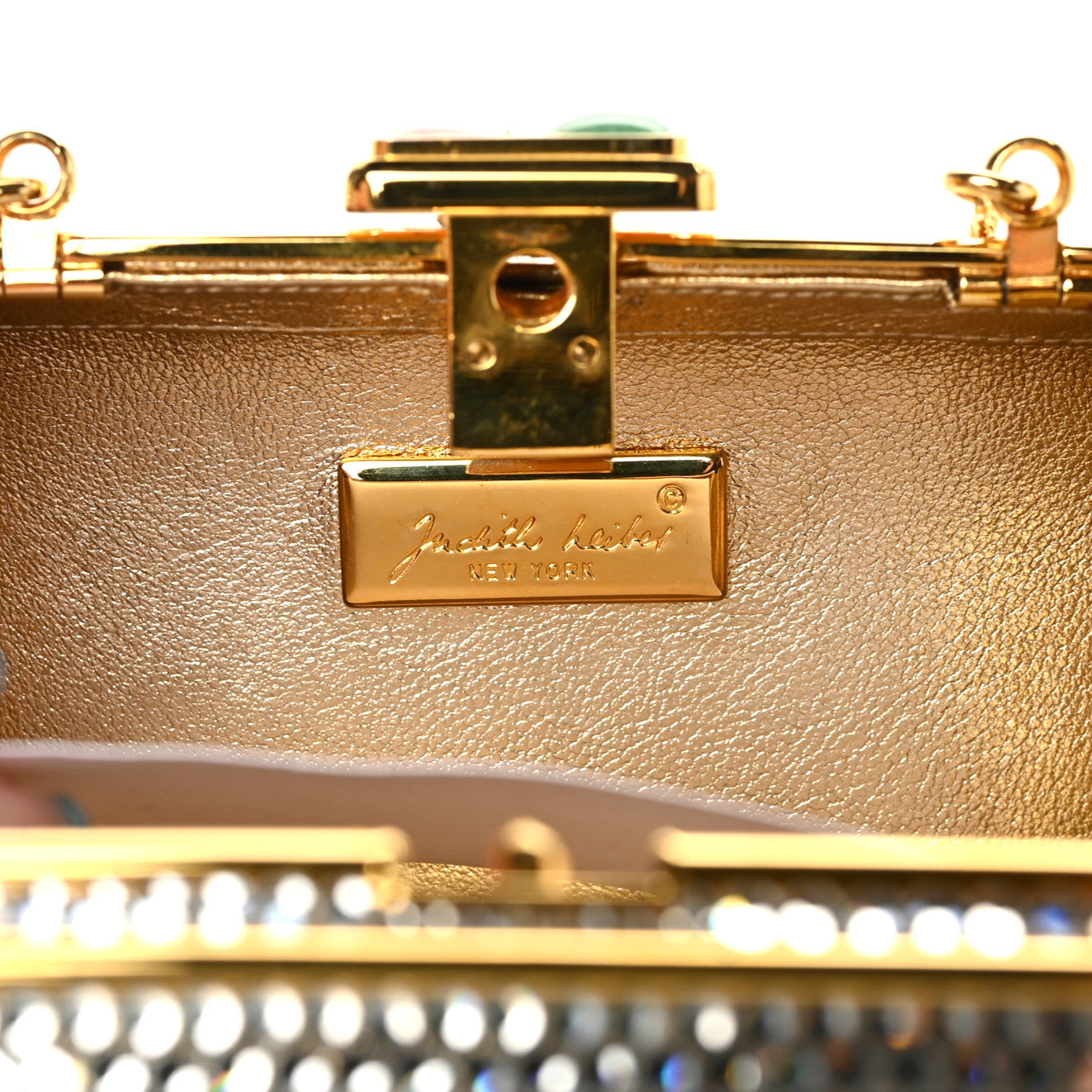 Judith Leiber Swarovski Crystal Minaudiere Clutch Gold 7 of 9