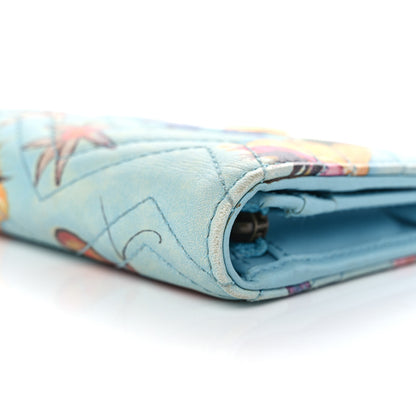 Gucci X UNSKILLED WORKER Calfskin Matelasse Flora Painted GG Marmont Card Case Wallet Cloudy Blue Multicolor 11 of 13