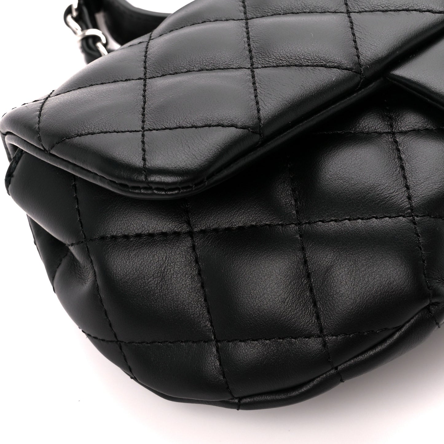 Calfskin Quilted CC Uniform Flap Belt Bag Black