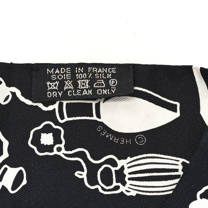 Hermes Silk Les Flacons Bandana Twilly Prune Black White 3 of 3