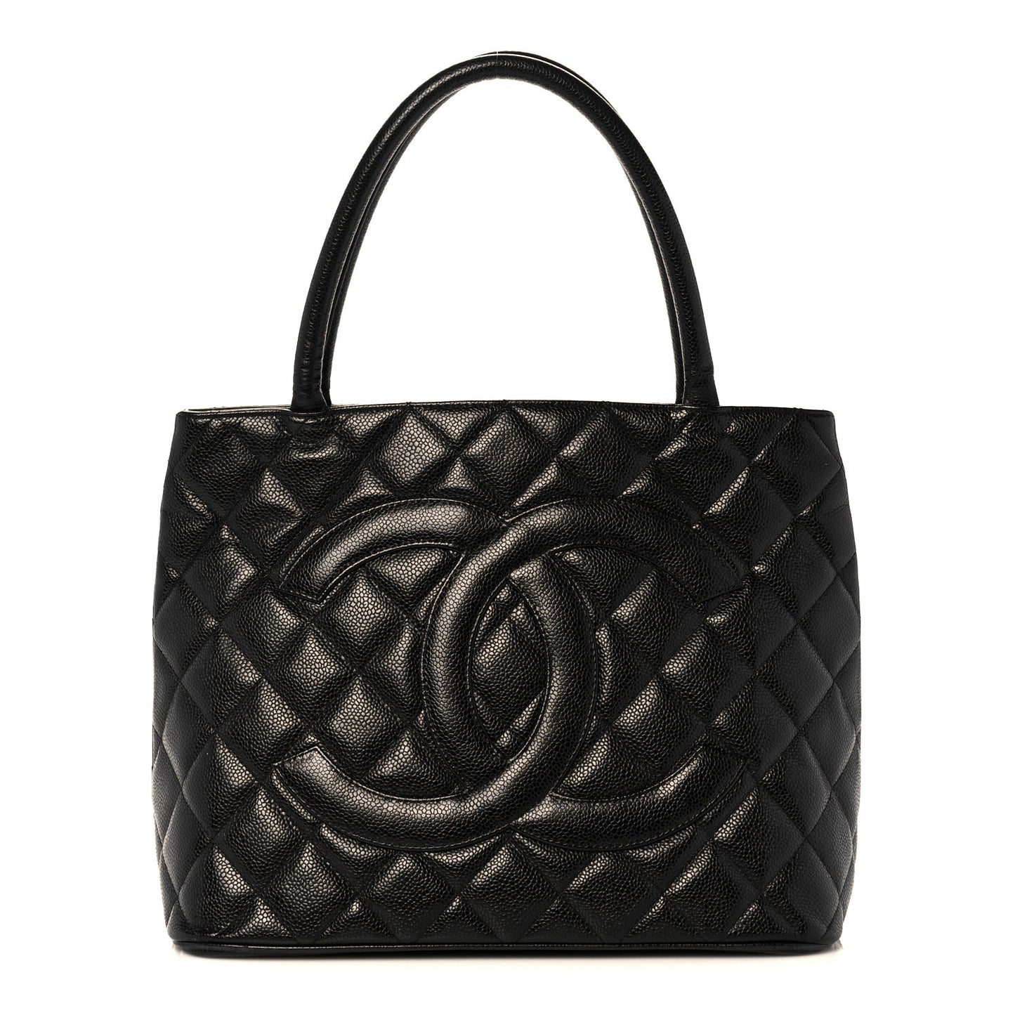 Caviar Quilted Medallion Tote Black