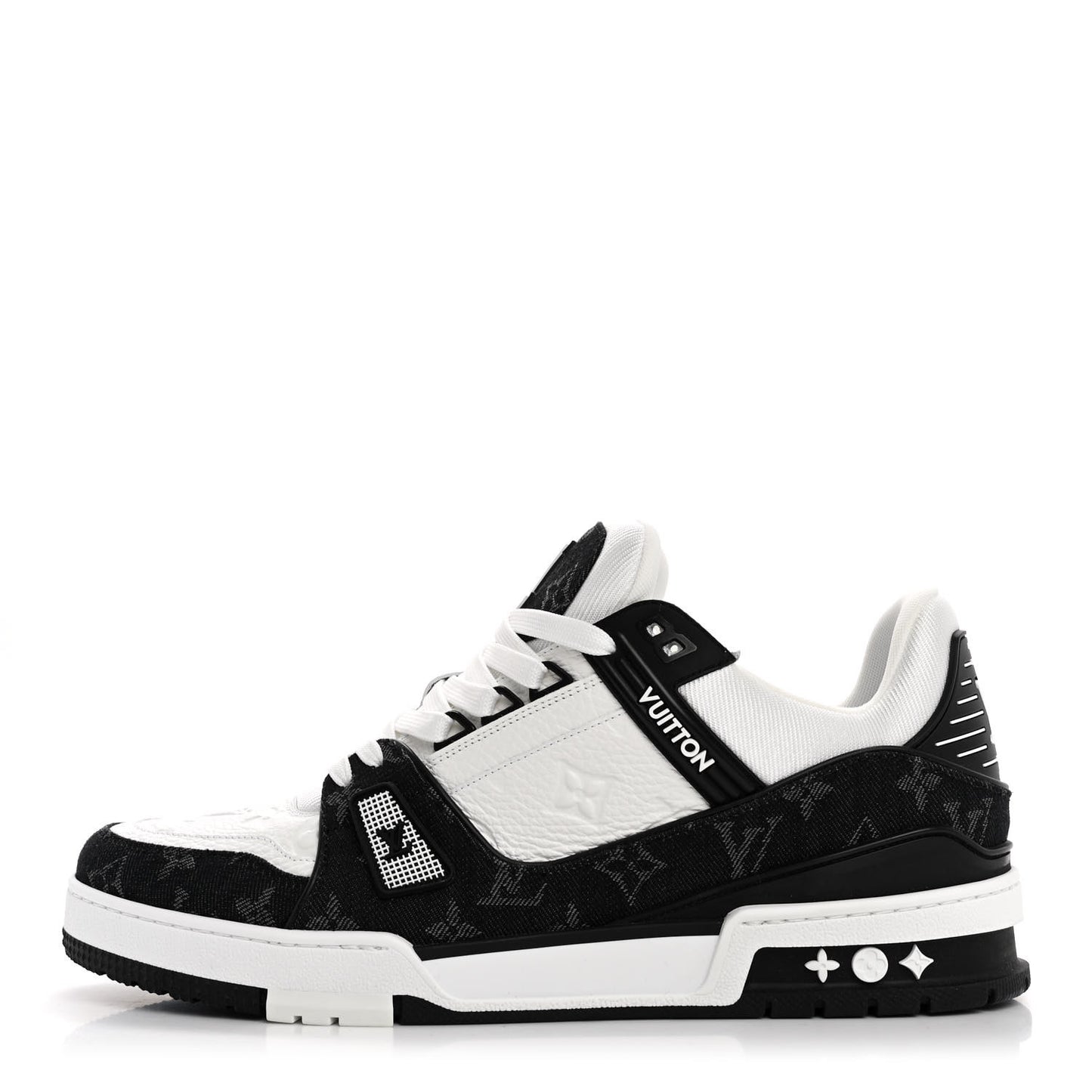 Calfskin Monogram Denim Mens LV Trainer Sneakers 9 Black