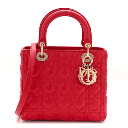 Christian Dior Lambskin Cannage Medium Lady Dior Red 1 of 10
