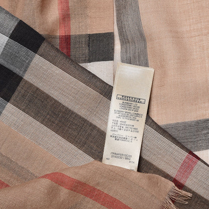 Burberry Wool Silk House Check Lightweight Scarf Camel 6 of 6