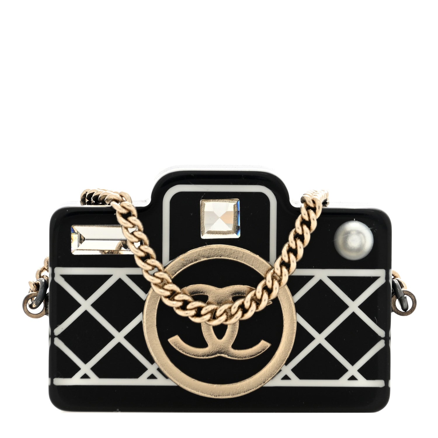 Chanel Resin Camera CC Brooch Gold Black 1 of 4