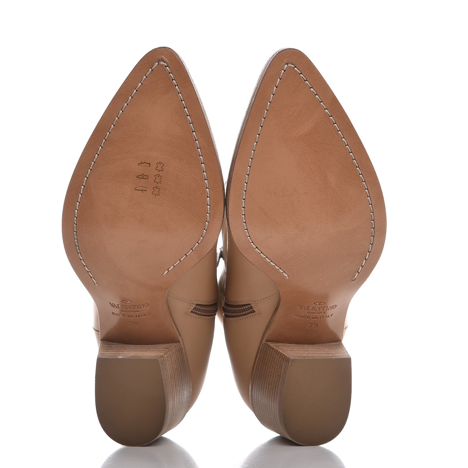 Valentino Garavani Calfskin Embroidered Texan 50mm Cowboy Ankle Boots 39 Naturale 5 of 8