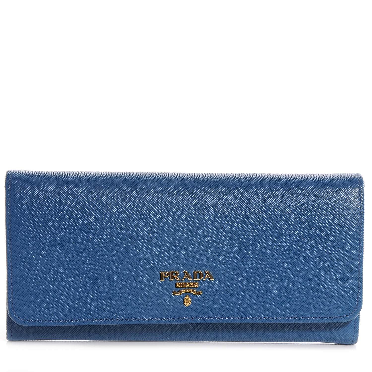 Prada Saffiano Metal Continental Flap Wallet Cobalto 1 of 9