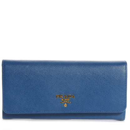 Prada Saffiano Metal Continental Flap Wallet Cobalto 1 of 9