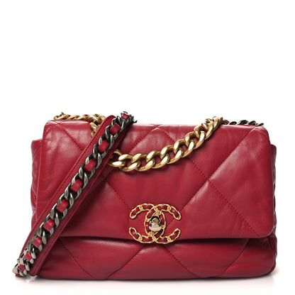 Chanel Goatskin Quilted Medium Chanel 19 Flap Red 1 of 12