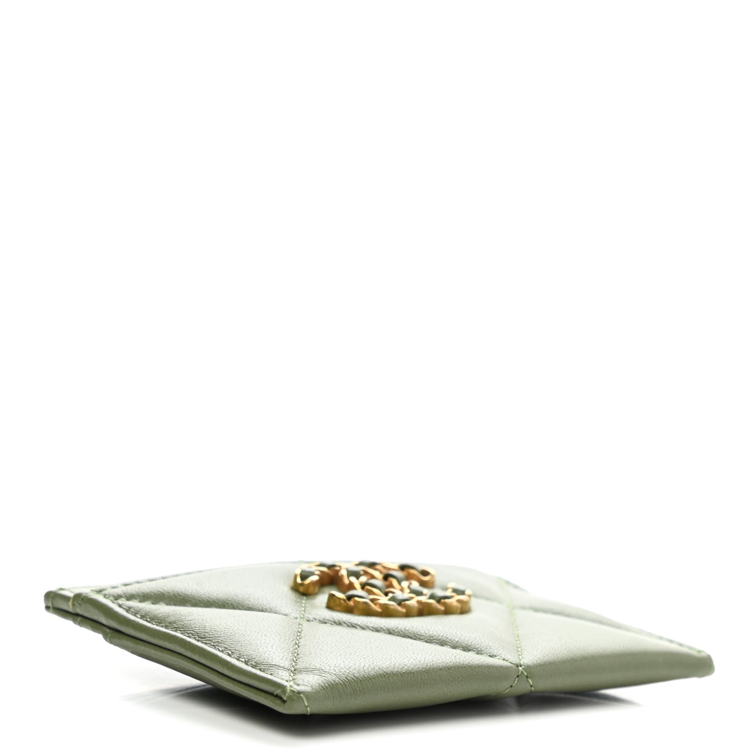 Chanel Lambskin Quilted Chanel 19 Card Holder Green 4 of 8