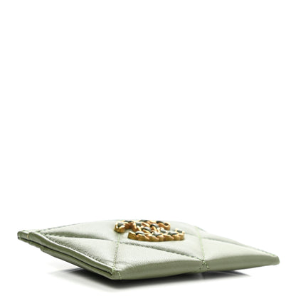 Chanel Lambskin Quilted Chanel 19 Card Holder Green 4 of 8
