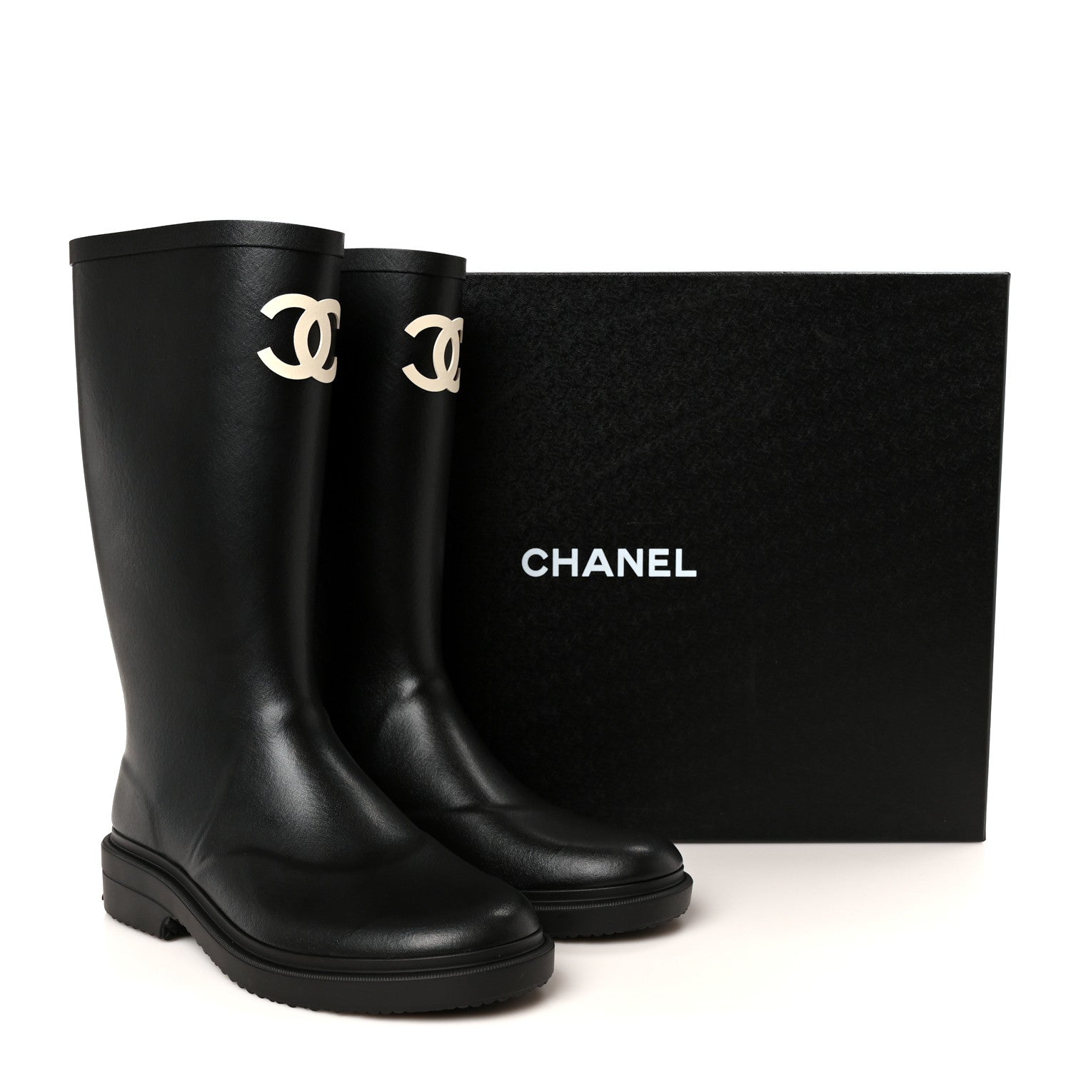 Chanel Caoutchouk CC High Boots 40 Black 10 of 10