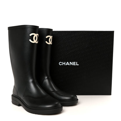 Chanel Caoutchouk CC High Boots 40 Black 10 of 10