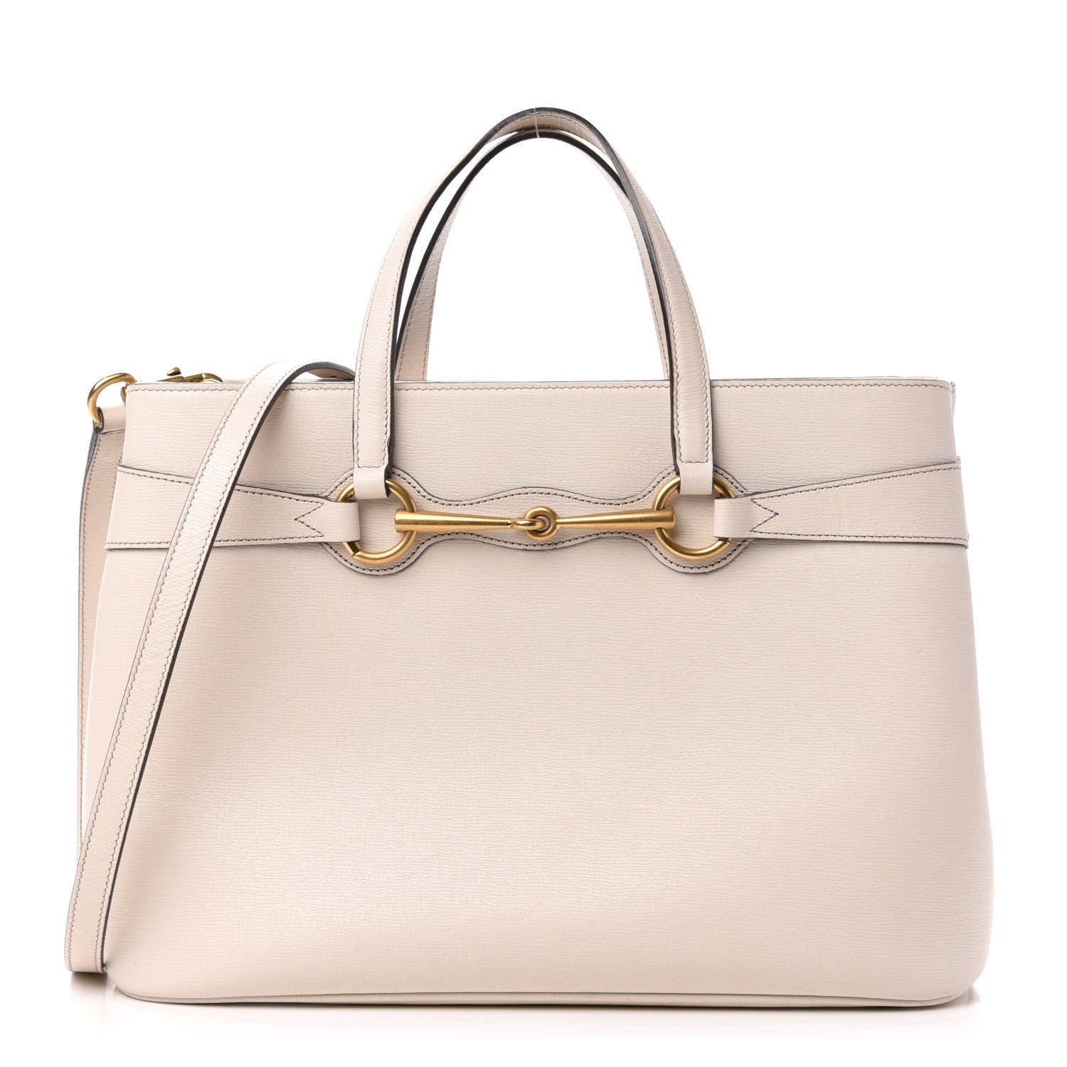 Gucci Textured Calfskin Medium Bright Bit Tote White 1 of 12