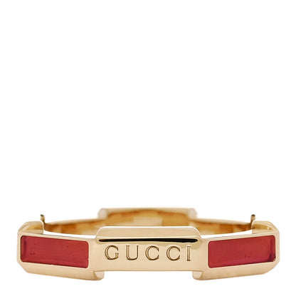 Gucci 18K Yellow Gold Enamel Diamond Link To Love Ring 52 6 Red 3 of 7