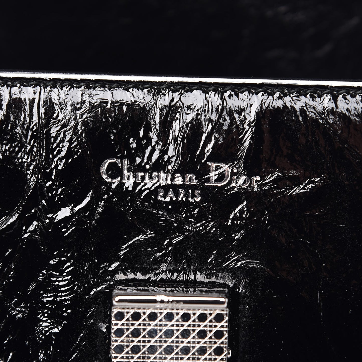 Crinkled Calfskin Medium Diorever Flap Black