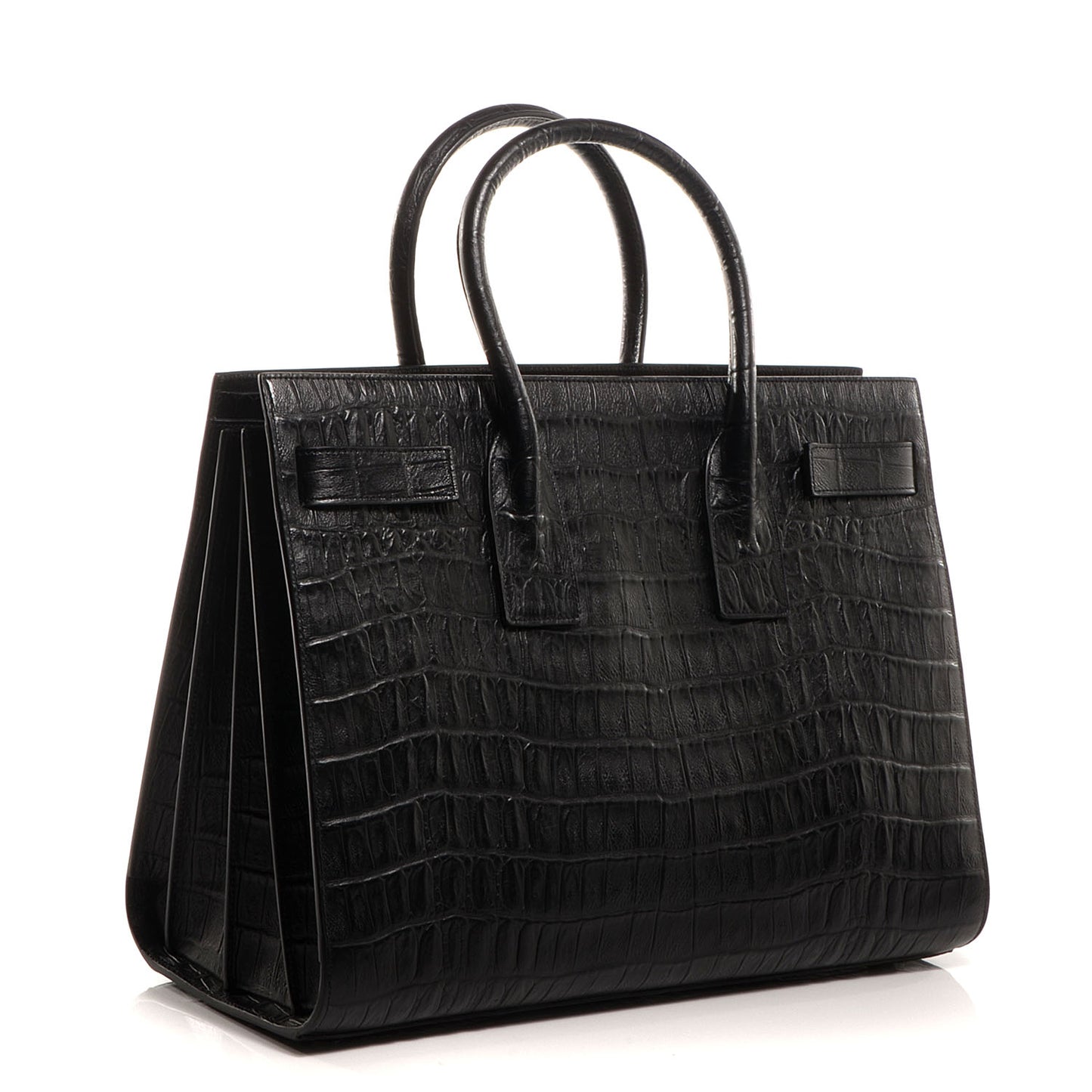 Crocodile Embossed Large Sac De Jour Carryall Black