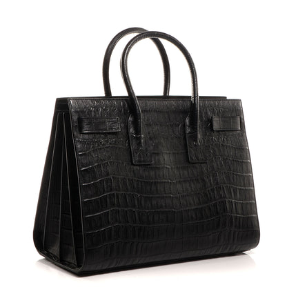 Saint Laurent Crocodile Embossed Large Sac De Jour Carryall Black 3 of 9