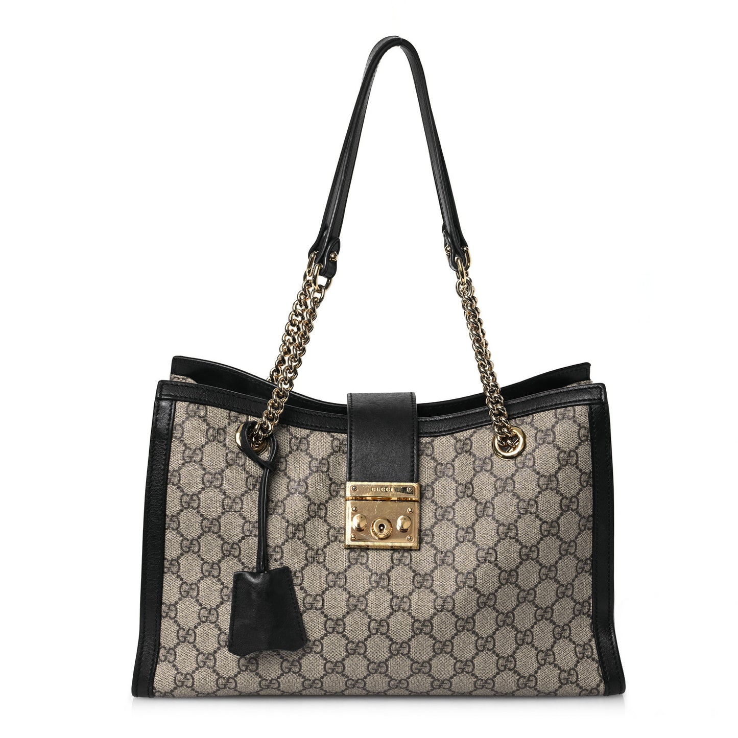 GG Supreme Monogram Medium Padlock Tote Black