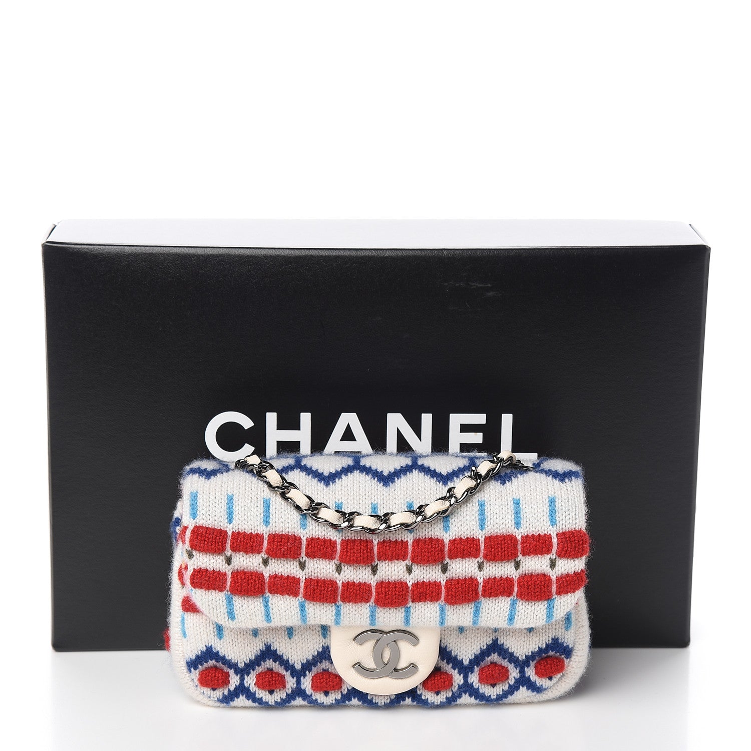 Chanel Cashmere Knit Extra Mini Single Flap White Multicolor 10 of 10
