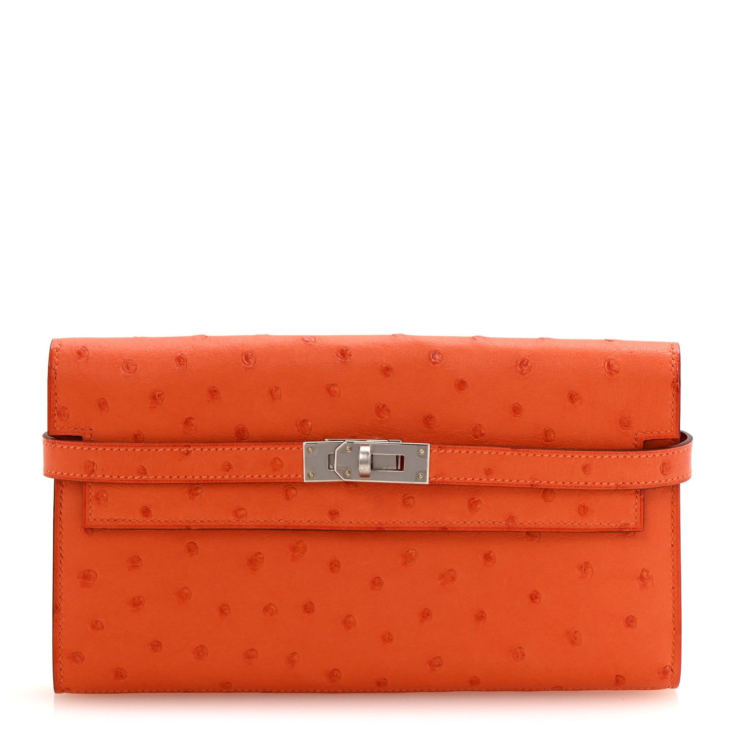 Ostrich Kelly Longue Wallet Orange
