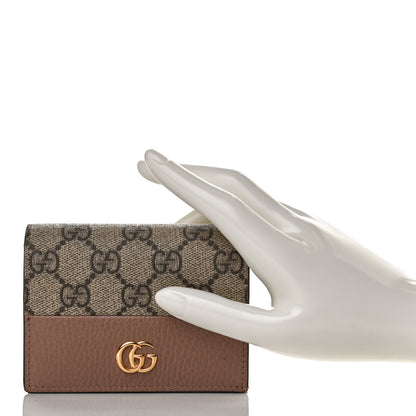 Gucci Dollar Calfskin GG Supreme Monogram GG Marmont Card Case Porcelain Rose Beige Ebony 2 of 9