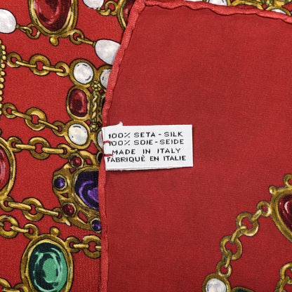 Chanel Silk Pearl Jewel Chain Print Scarf Red 3 of 4