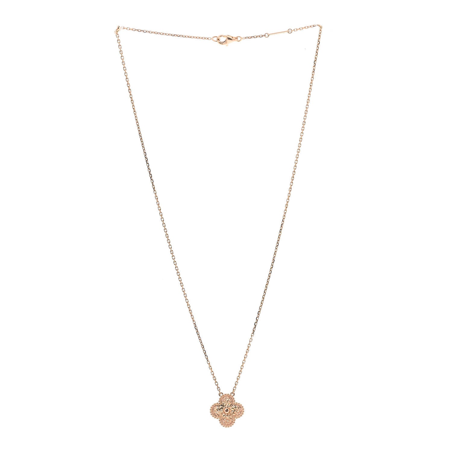 Van Cleef & Arpels 18K Rose Gold Vintage Alhambra Pendant Necklace 3 of 5