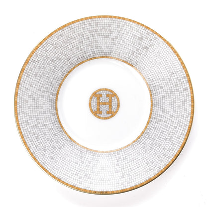 Hermes Porcelain Mosaique Au 24 Gold Platine Tea Cup and Saucer Set of 2 9 of 13