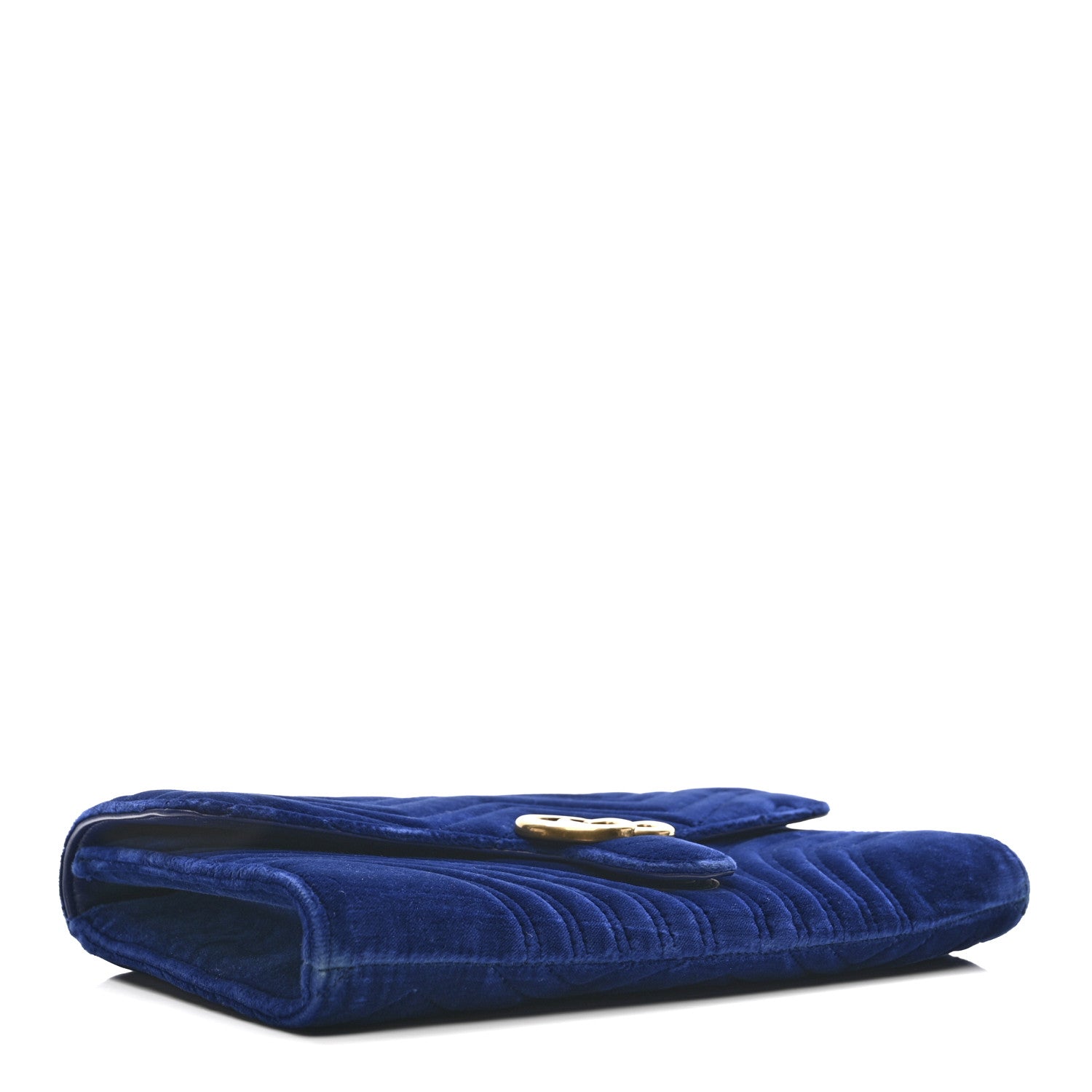 Gucci Velvet Matelasse GG Marmont Clutch Cobalt Blue 1841866