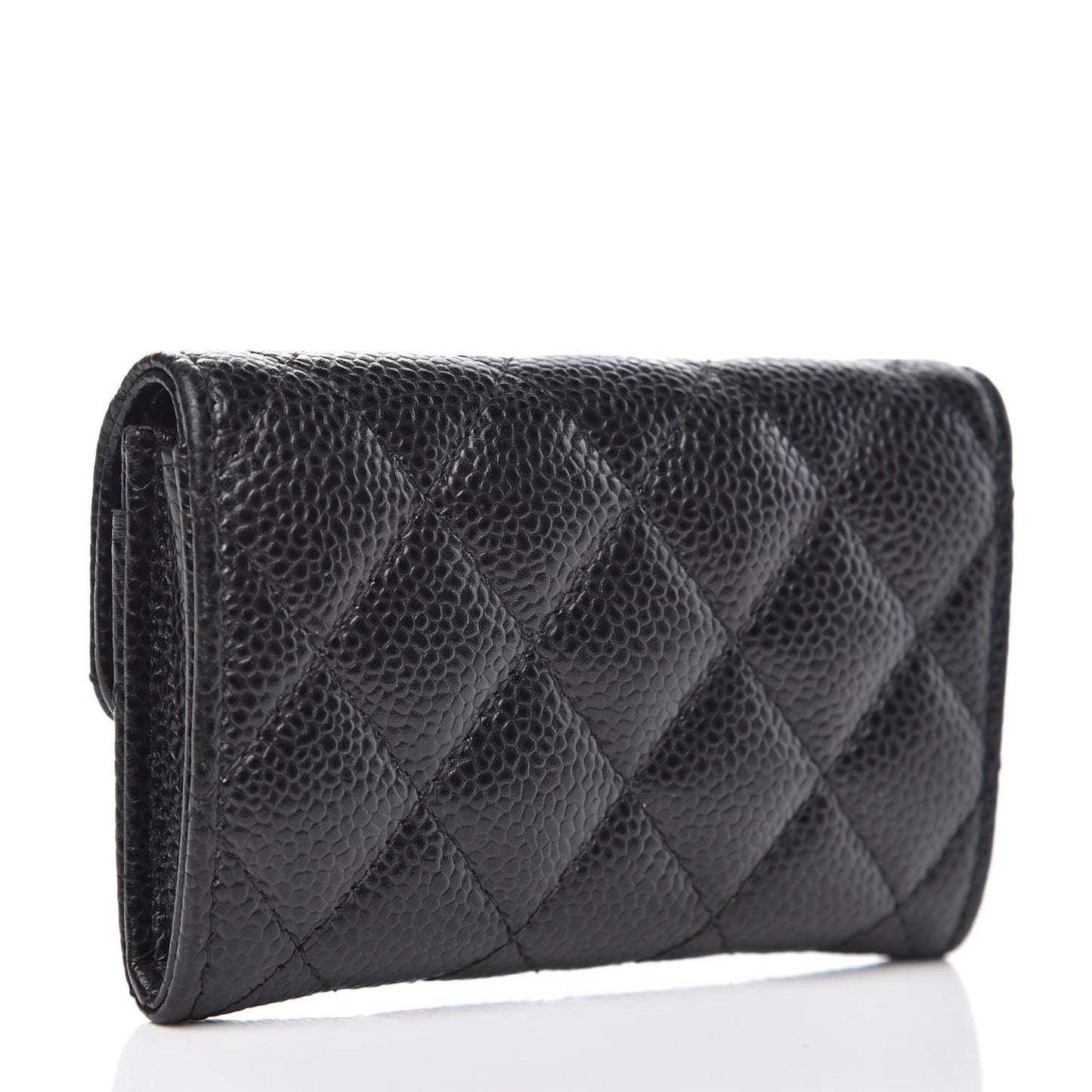 Caviar Quilted Flap Card Holder Black