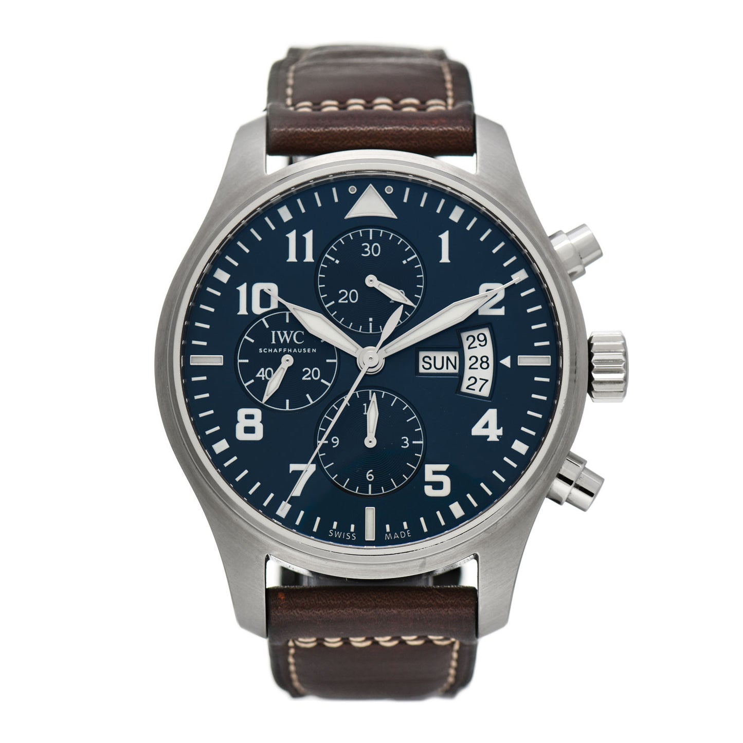 Stainless Steel Calfskin 43mm Pilot "Le Petit Prince" Chronograph Automatic Watch Blue IW377706