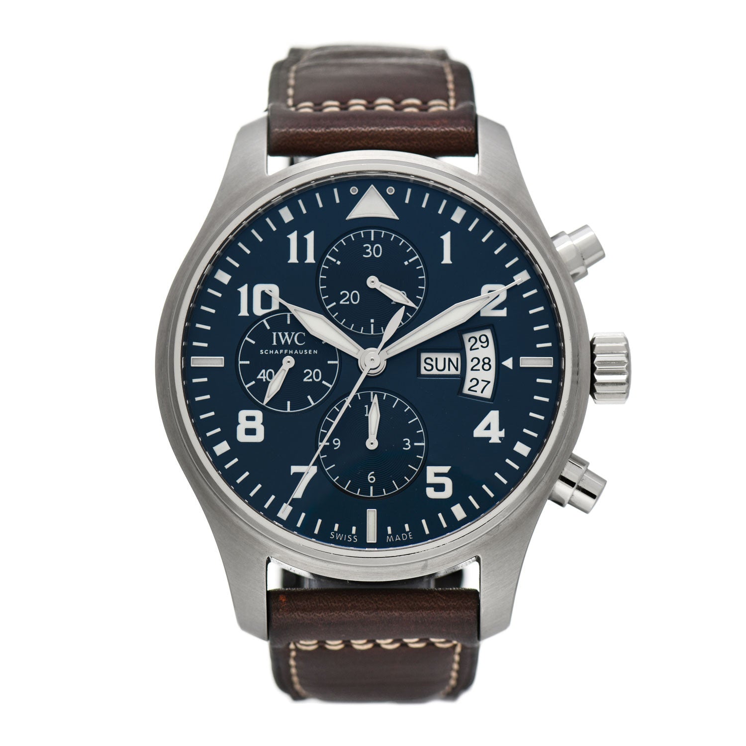 IWC Stainless Steel Calfskin 43mm Pilot "Le Petit Prince" Chronograph Automatic Watch Blue IW377706 1 of 6