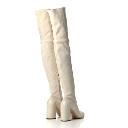 Hermes Suede Goatskin Over The Knee Boots 39.5 Craie 4 of 8