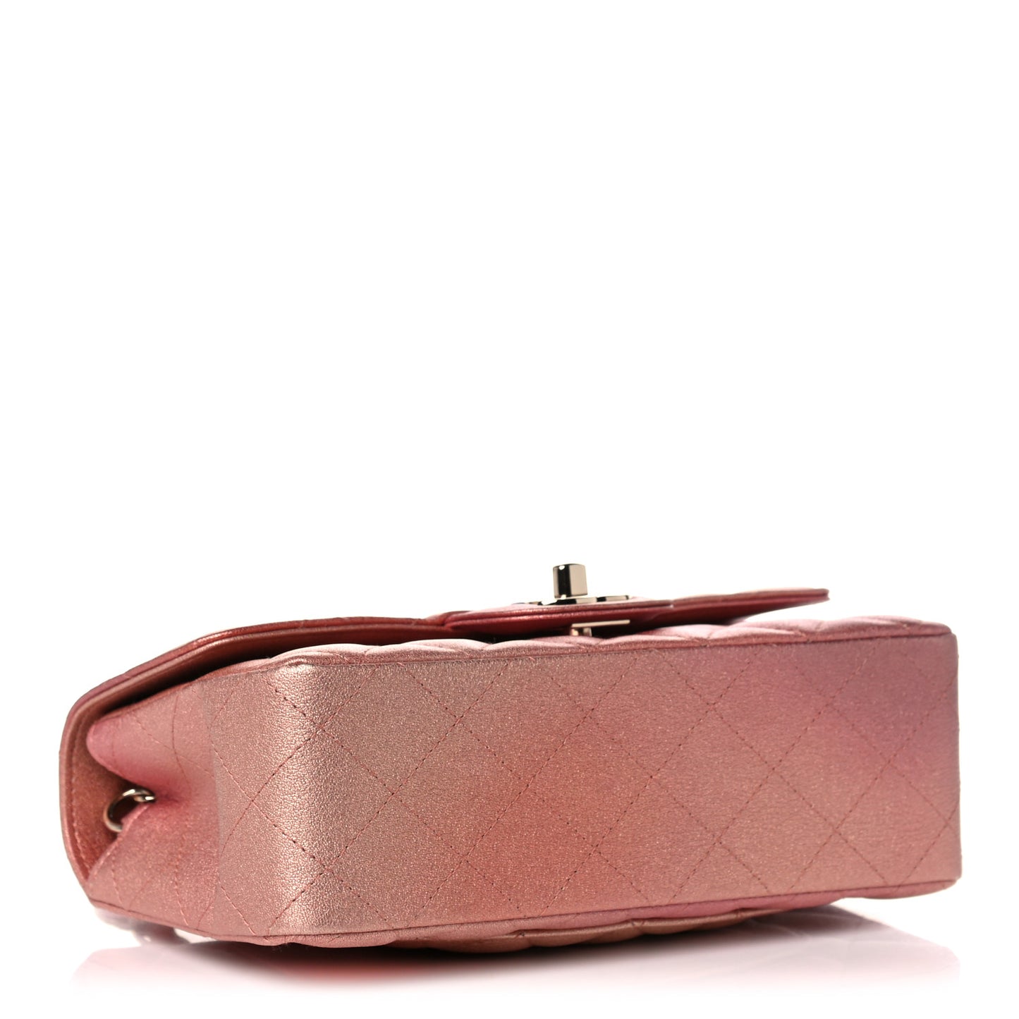 Metallic Lambskin Quilted Ombre Mini Rectangular Flap Pink