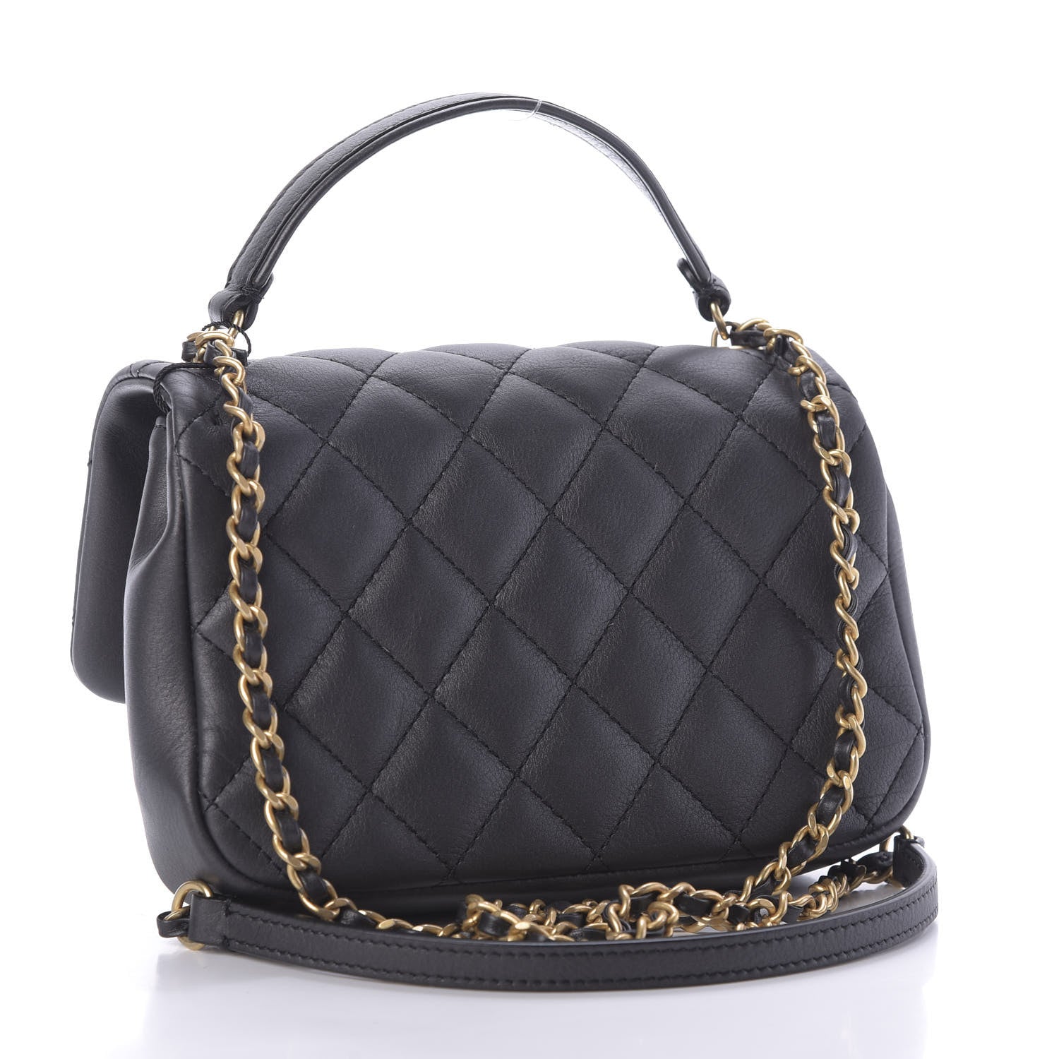 Chanel Calfskin Quilted Top Handle Flap Black 3 of 9