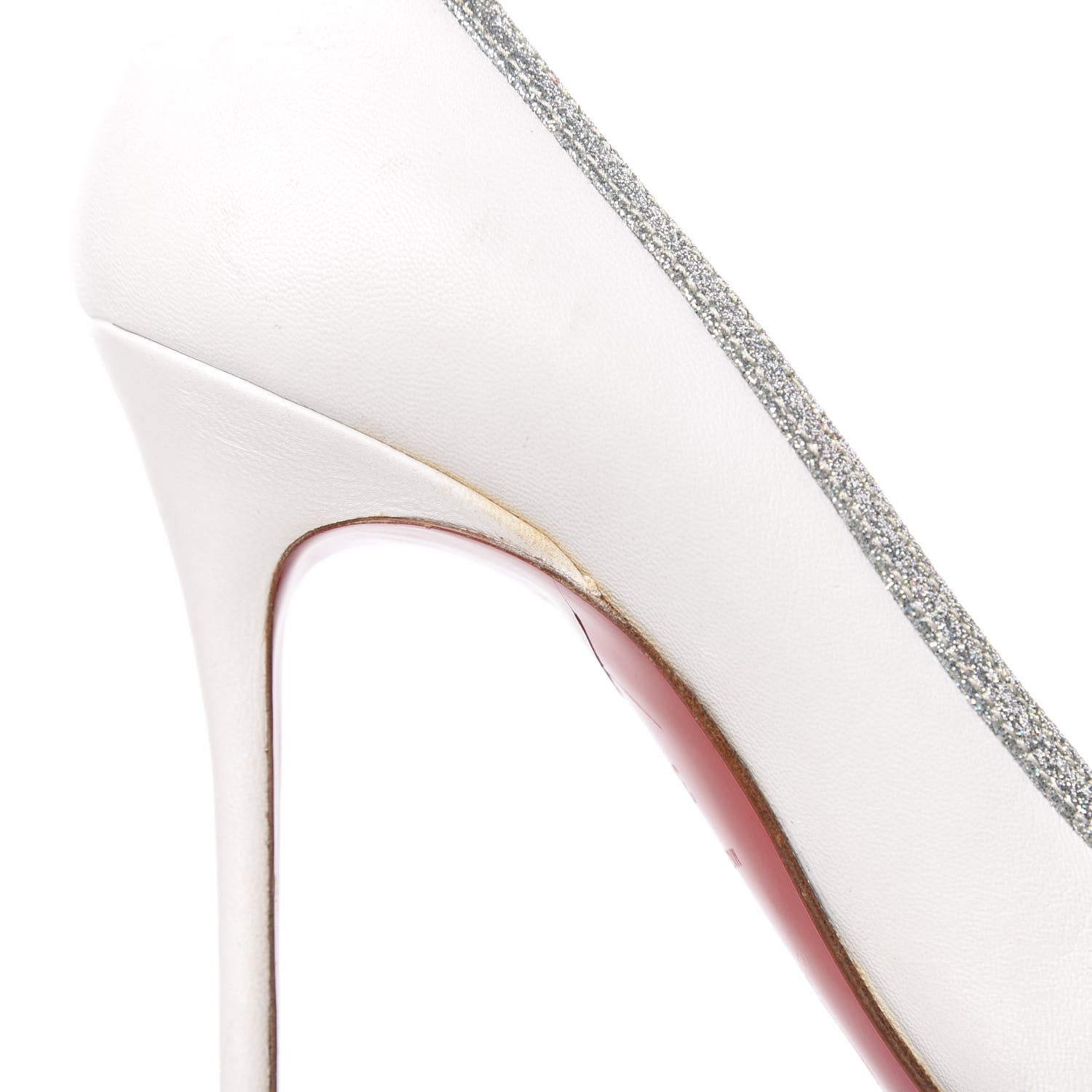 Christian Louboutin Kid Mini Glitter Princess 100 Pumps 35.5 White Silver 9 of 9