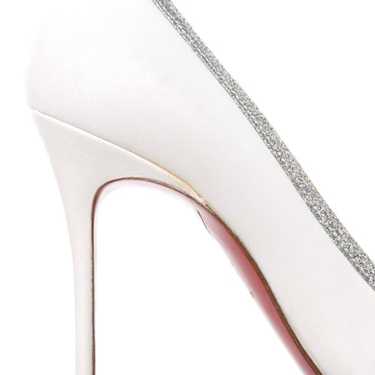 Christian Louboutin Kid Mini Glitter Princess 100 Pumps 35.5 White Silver 9 of 9