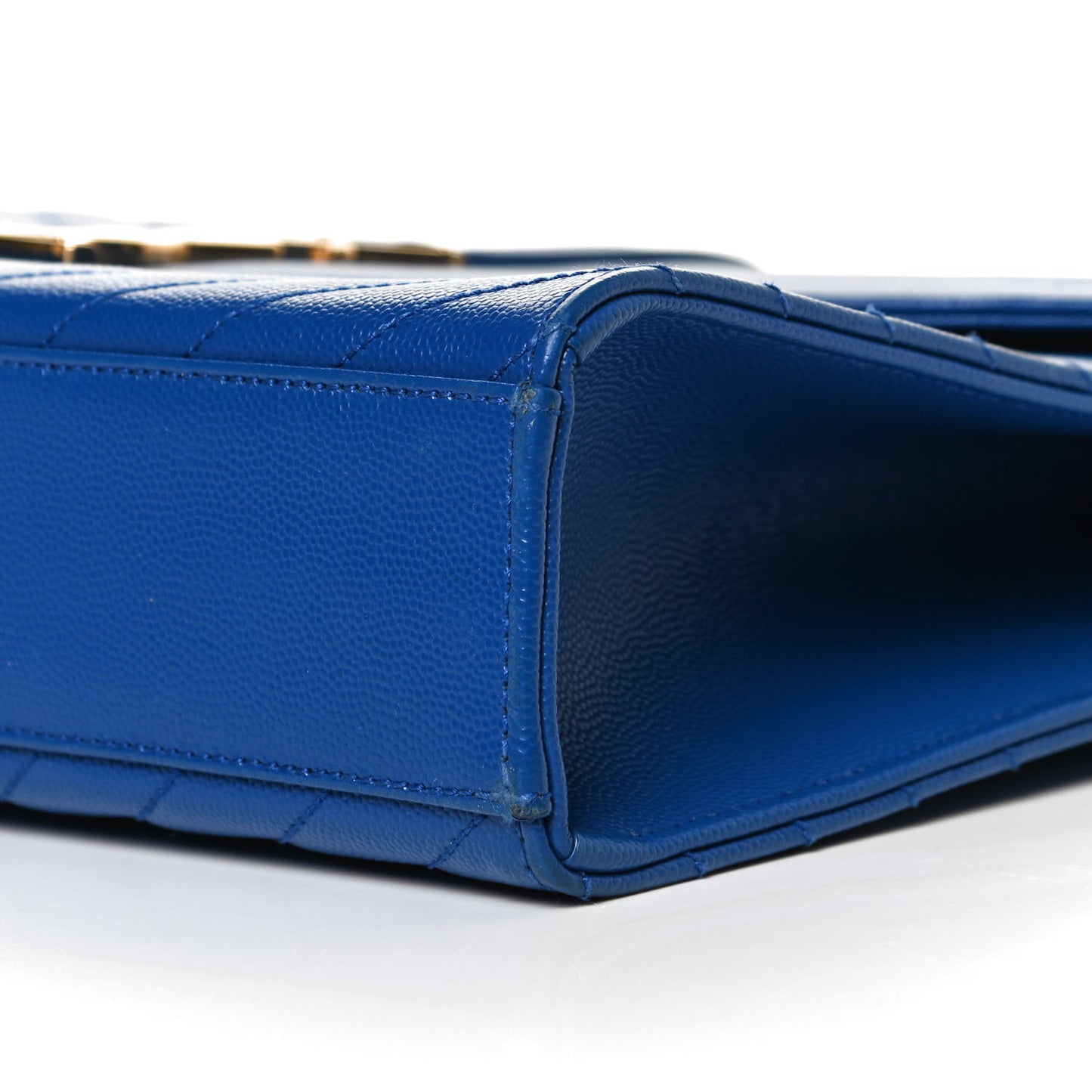 Grain De Poudre Matelasse Chevron Large Monogram Satchel Blue Majorelle