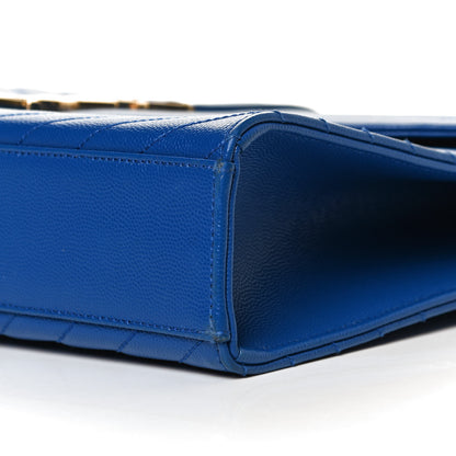Saint Laurent Grain De Poudre Matelasse Chevron Large Monogram Satchel Blue Majorelle 11 of 16